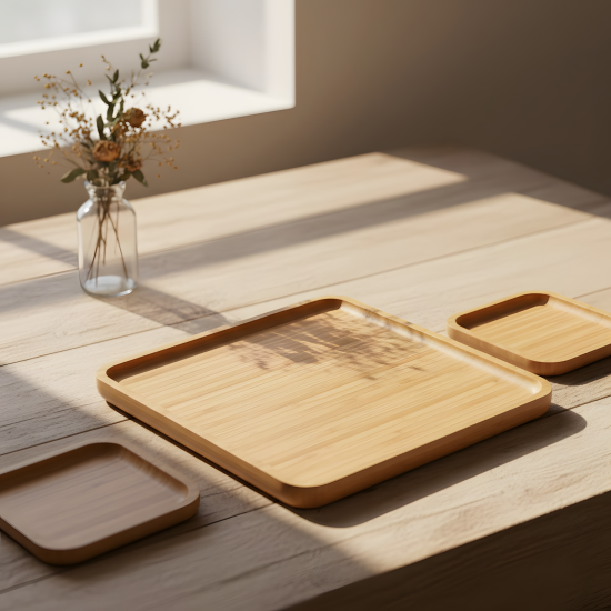 Wooden Plates Set - 3 Pcs